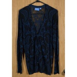 Simply Vera Wang Women's Sz XL Cardigan Dark Floral Burnout Whimsigoth Romantic